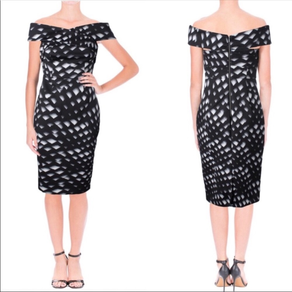 Keepsake dress black white geometric pattern M